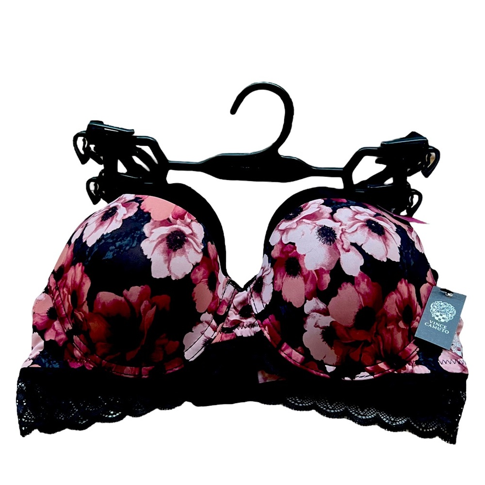 NEW VINCE CAMUTO 2-PACK of T-SHIRT BRAS LACE TRIM